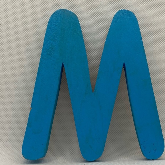 🍀 3/$15 - 6” Hand-painted Blue Wooden Letter ‘M’ - Picture 4 of 4